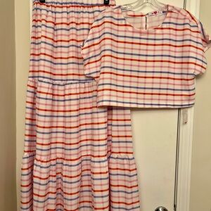 Buddy Love Multicolor Striped Maxi Skirt Set